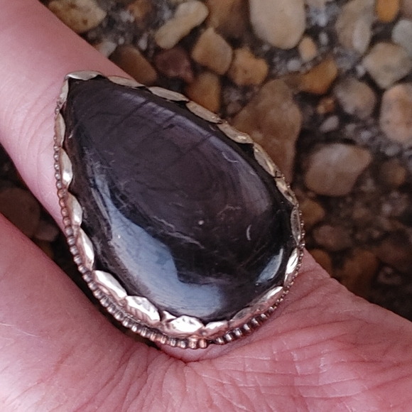 Tibetan Large Black Obsidion Ring (adjustable) - Picture 9 of 14